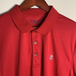 IZOD Mens Golf  Shirt Size L Polo Short Sleeve Golf Shirt In Red Athletic Fabric